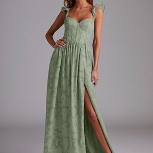 Azazie Sage Green Maxi Dress